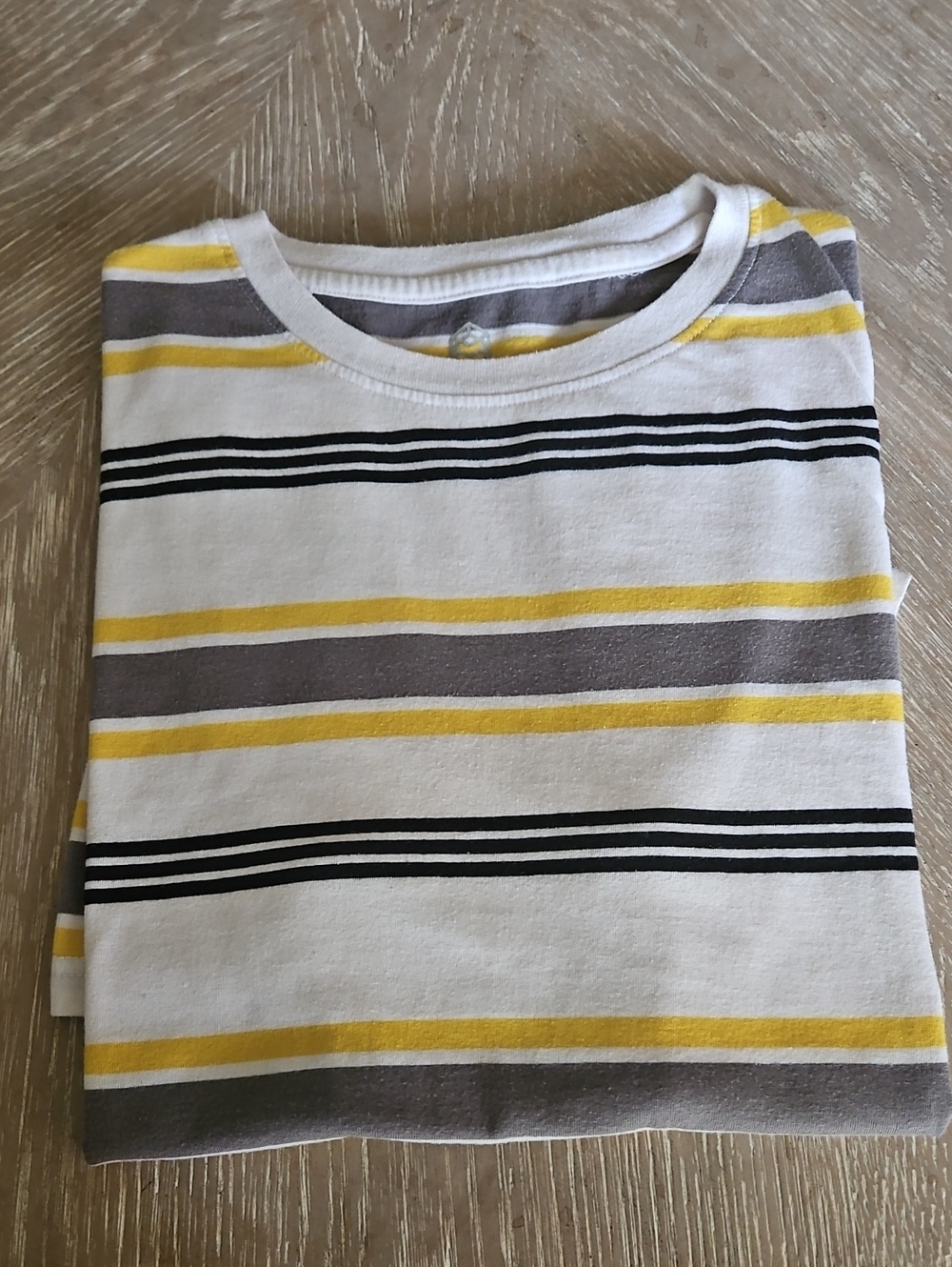 Zine Clothing White Shirt with Yellow, Gray & Black Stripes
